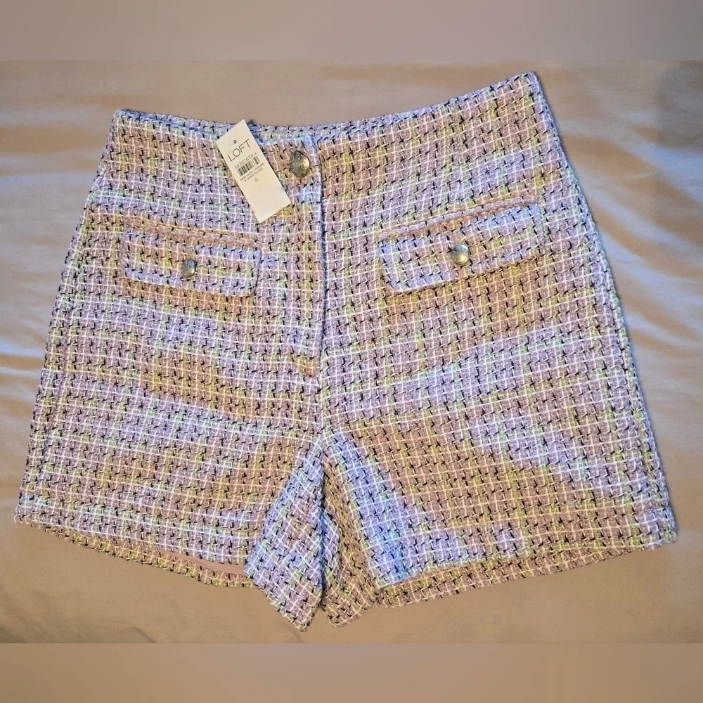 NWT | LOFT | Tweed Flap Pocket Shorts | Size: 6 | Color: Plum Combo
